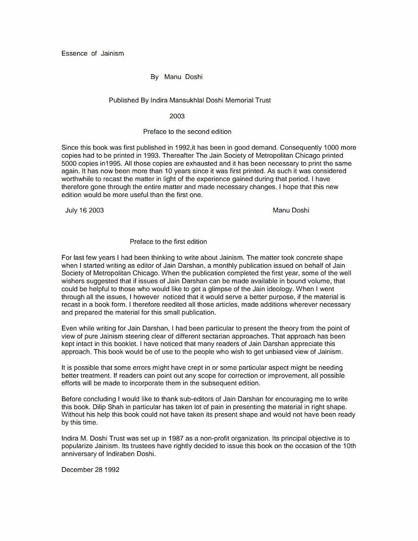First page of Essence  Of Jainism