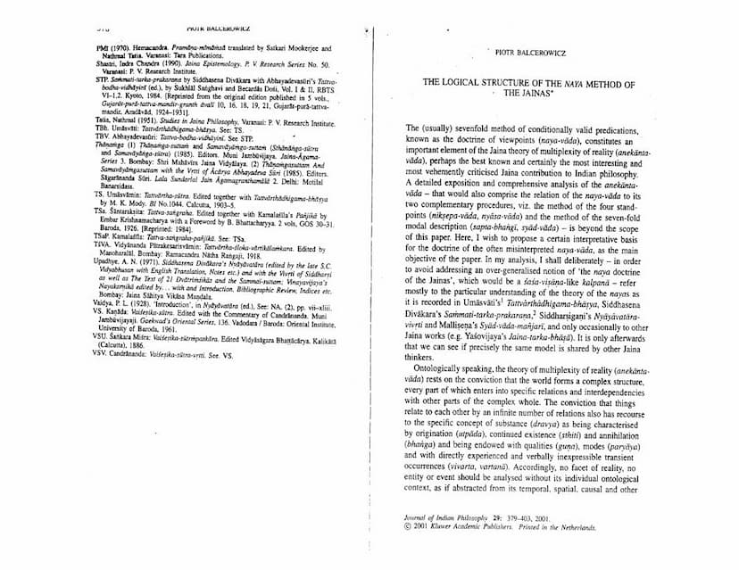 First page of Logical Structure Of Naya Method Of Jainas