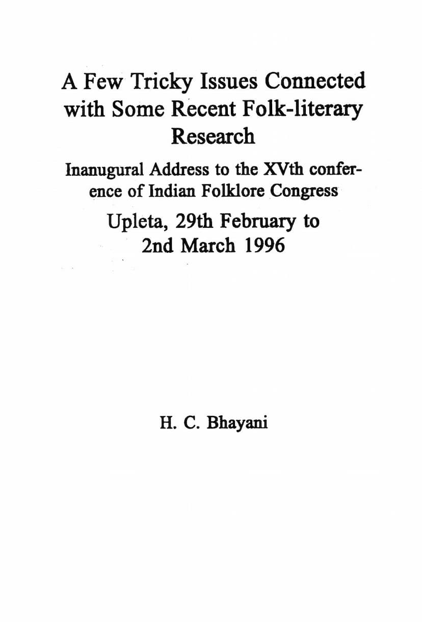 First page of Few Tricky Issues Connected With Some Recent Folk Literary Research