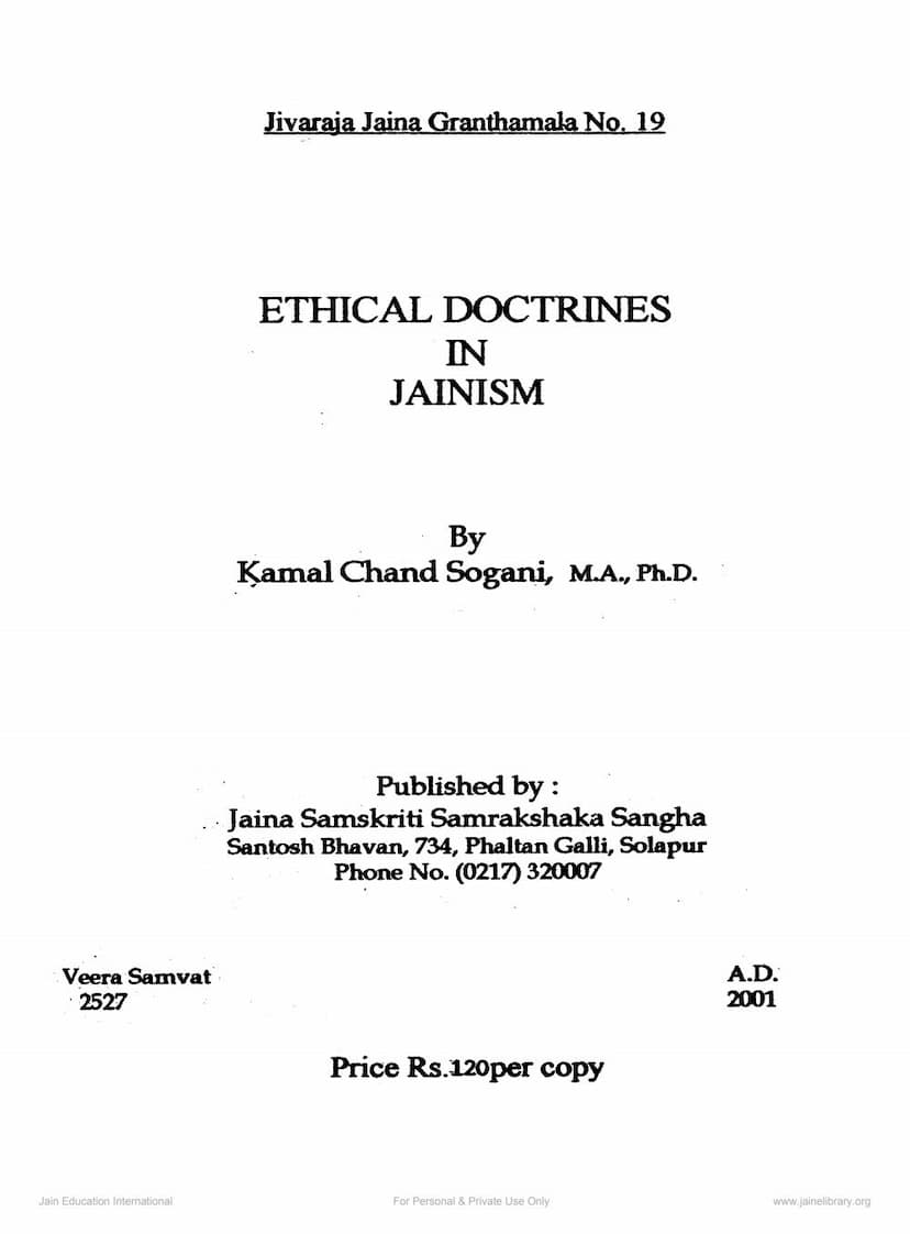 First page of Ethical Doctrines In Jainism