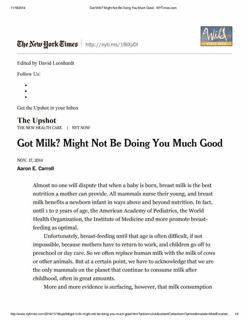 First page of Got Milk Might Not Be Doing You Much Good
