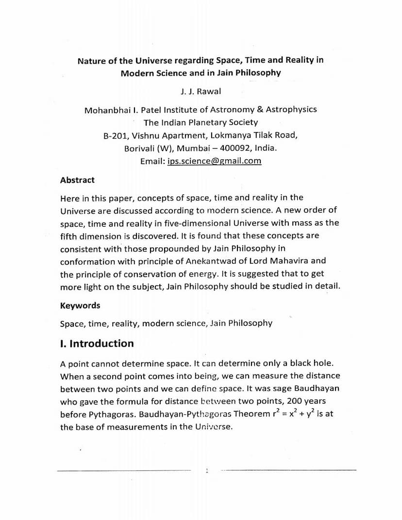 First page of Nature Of Universe