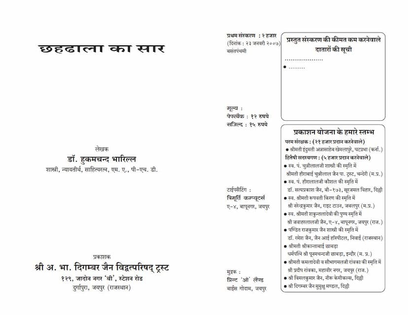 First page of Chahdhala Ka Sara