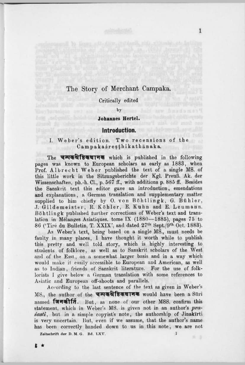 First page of Story Of Merchant Champaka