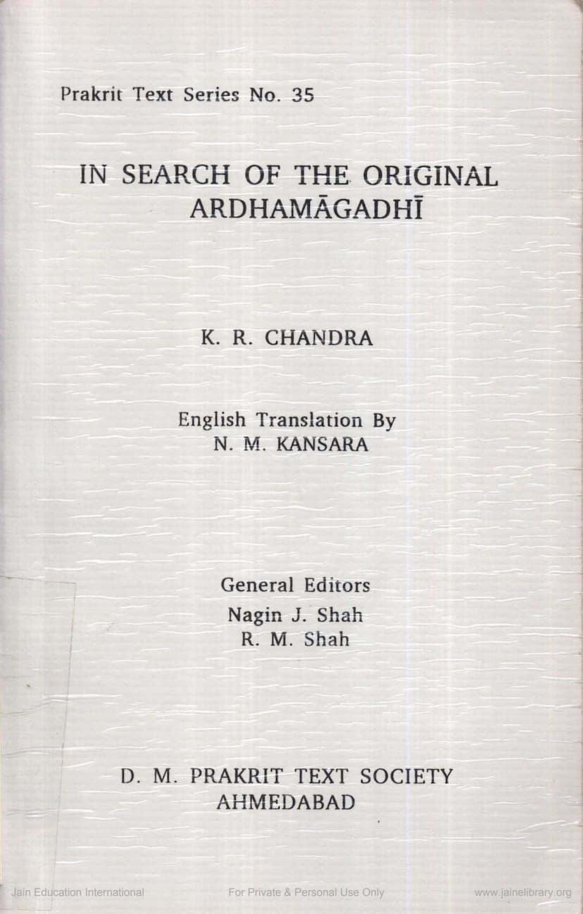 First page of In Search Of The Original Ardhamagadhi English Translation