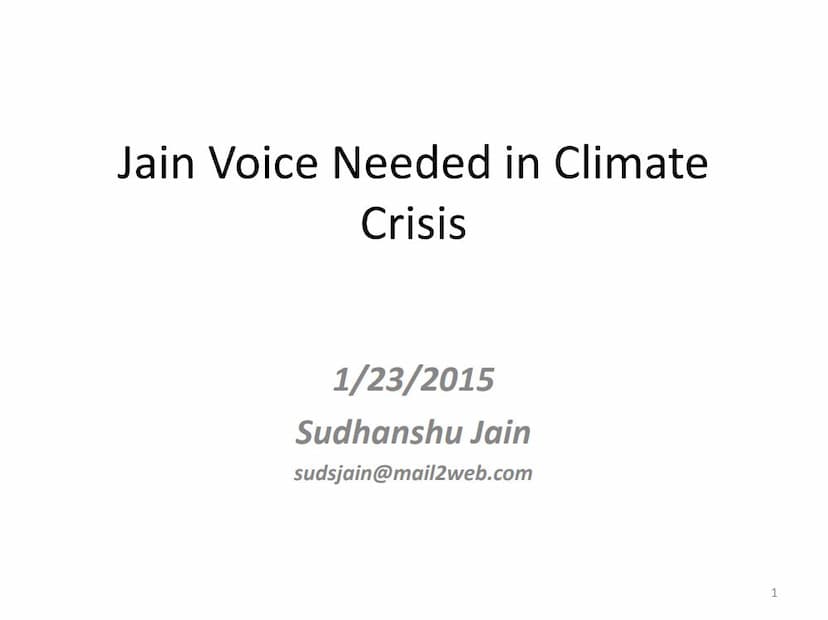 First page of Jain Voice Needed In Climate Crisis
