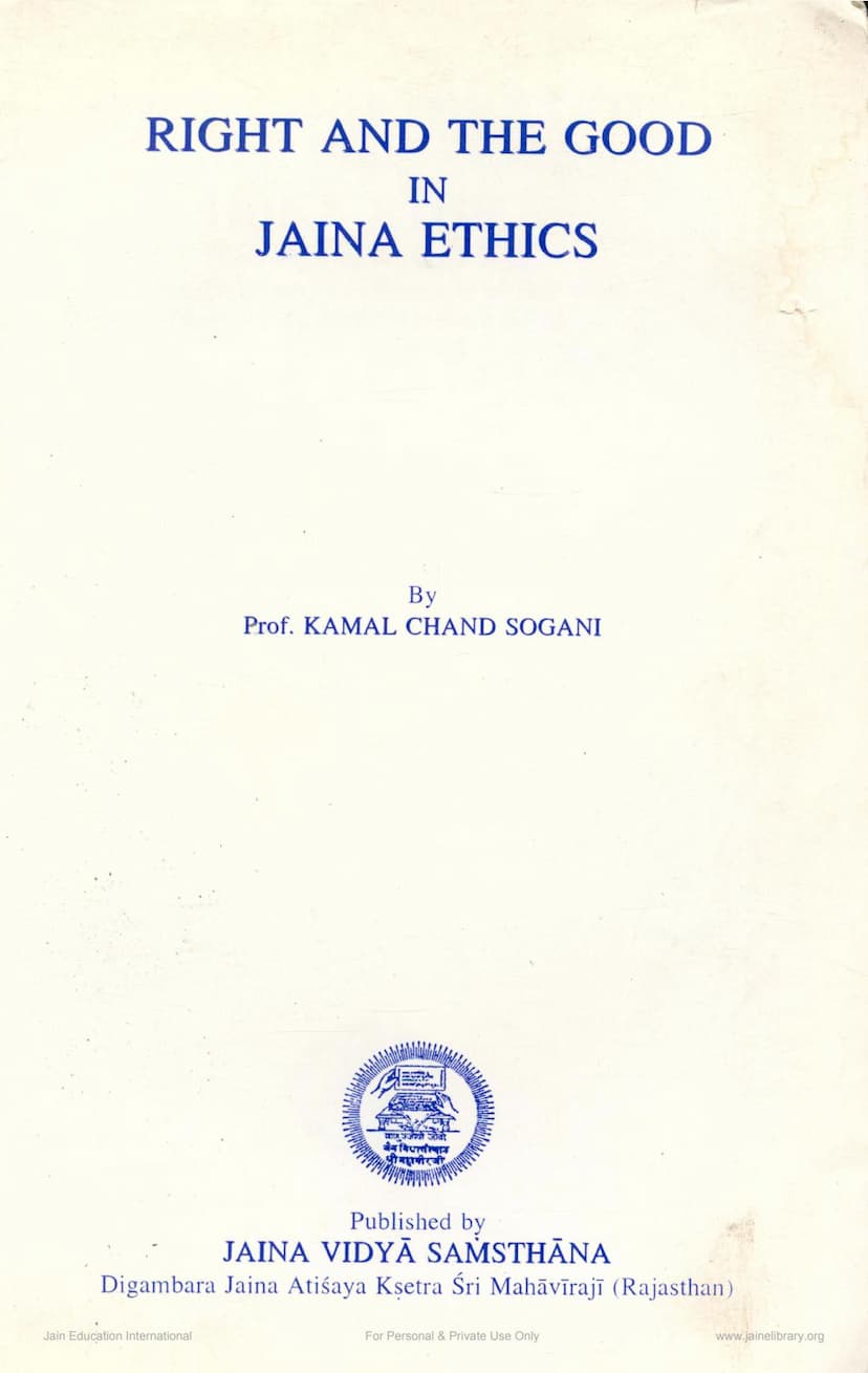 First page of Right And The Good In Jaina Ethics
