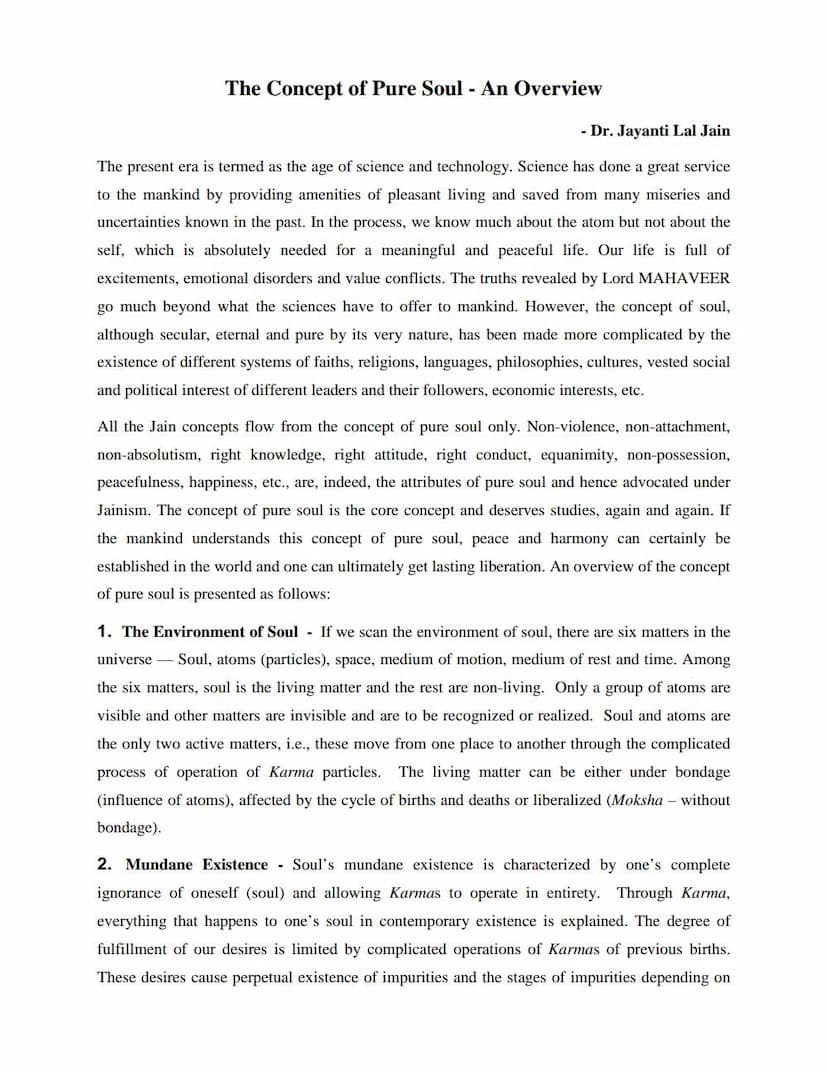 First page of Concept Of Pure Soul An Overview