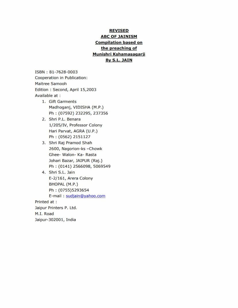 First page of ABC Of Jainism