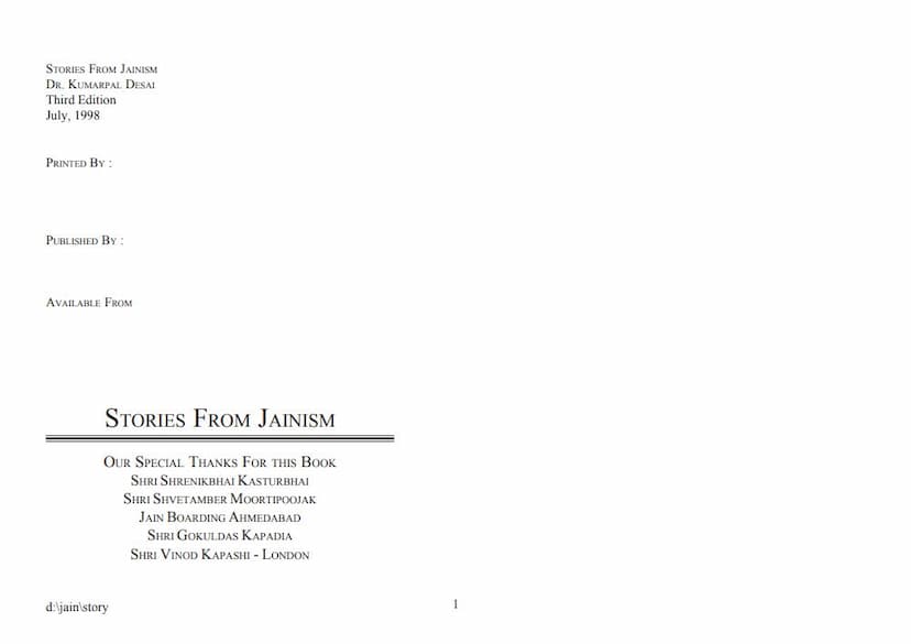 First page of Stories From Jainism