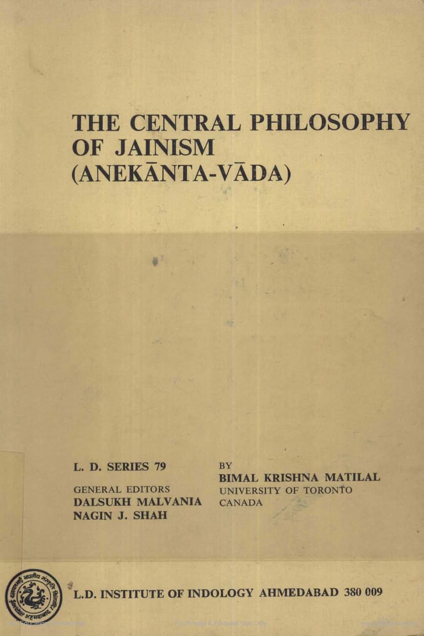 First page of Central Philosophy Of Jainism Anekanta Vada