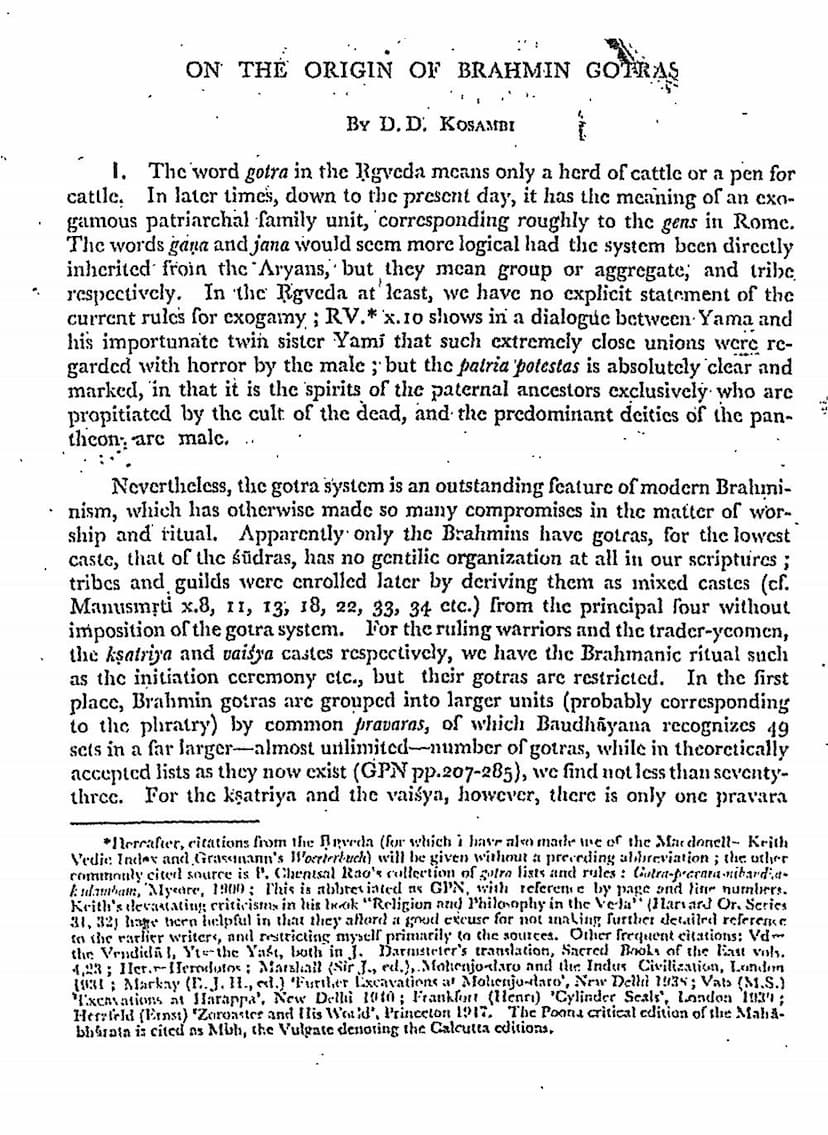 First page of Origin Of Brahmin Gotras