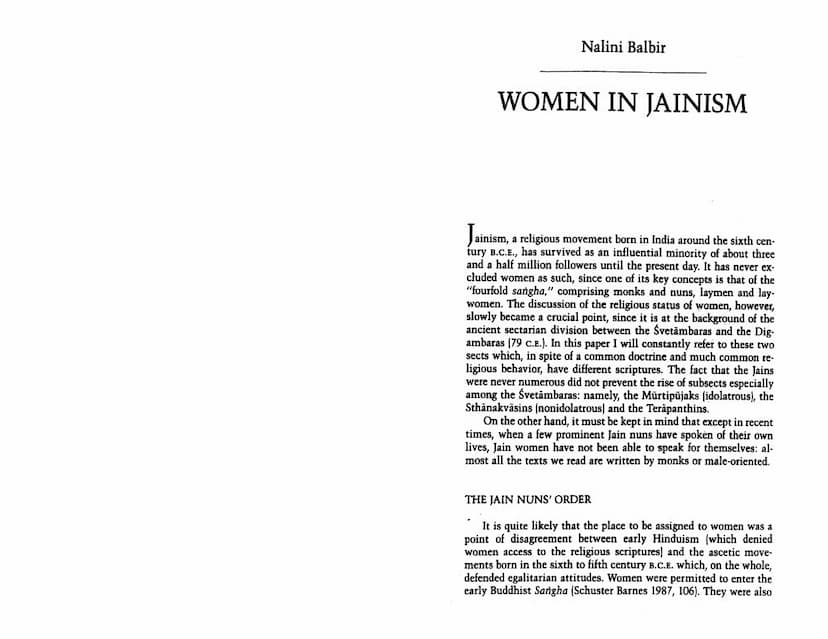 First page of Women In Jainism