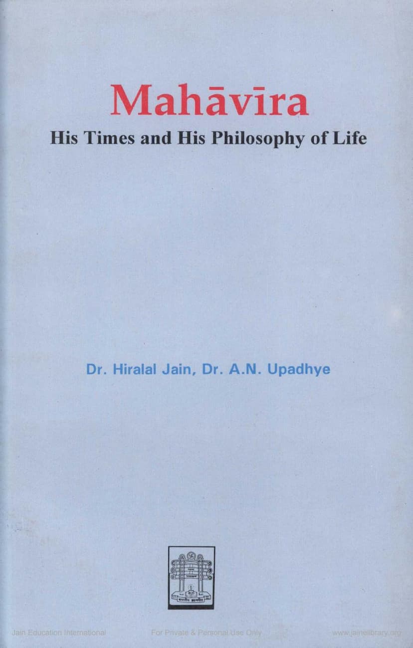 First page of Mahavira His Times And His Philosophy Of Life
