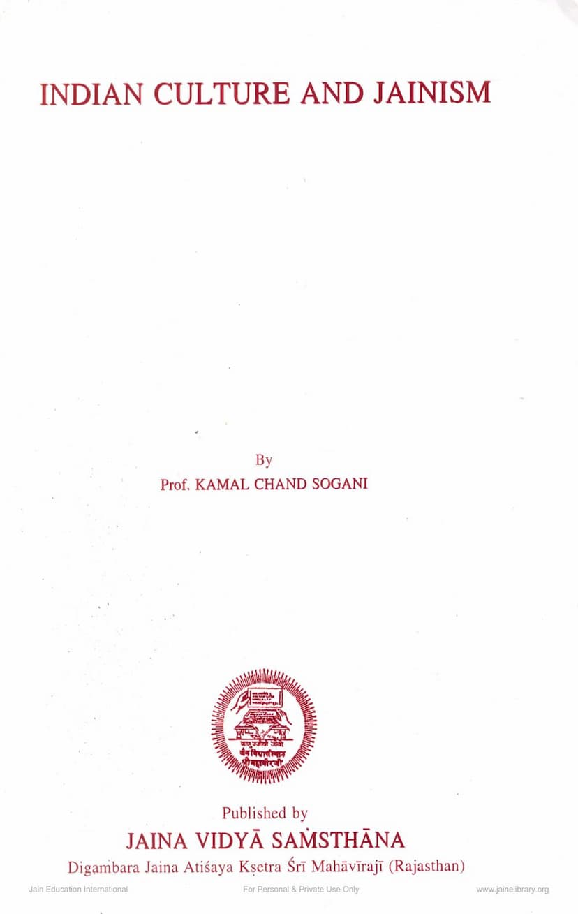 First page of Indian Culture And Jainism