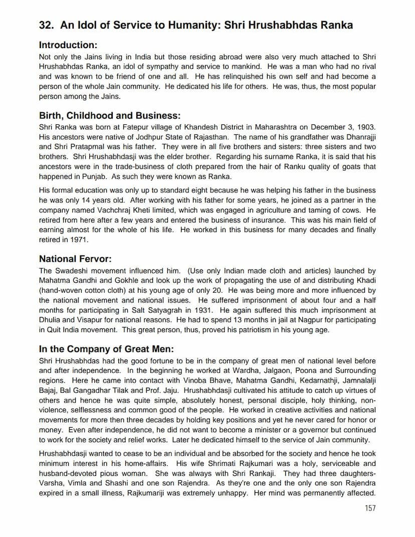 First page of Idol Of Service To Huminity Shri Hrushabhdas Ranka