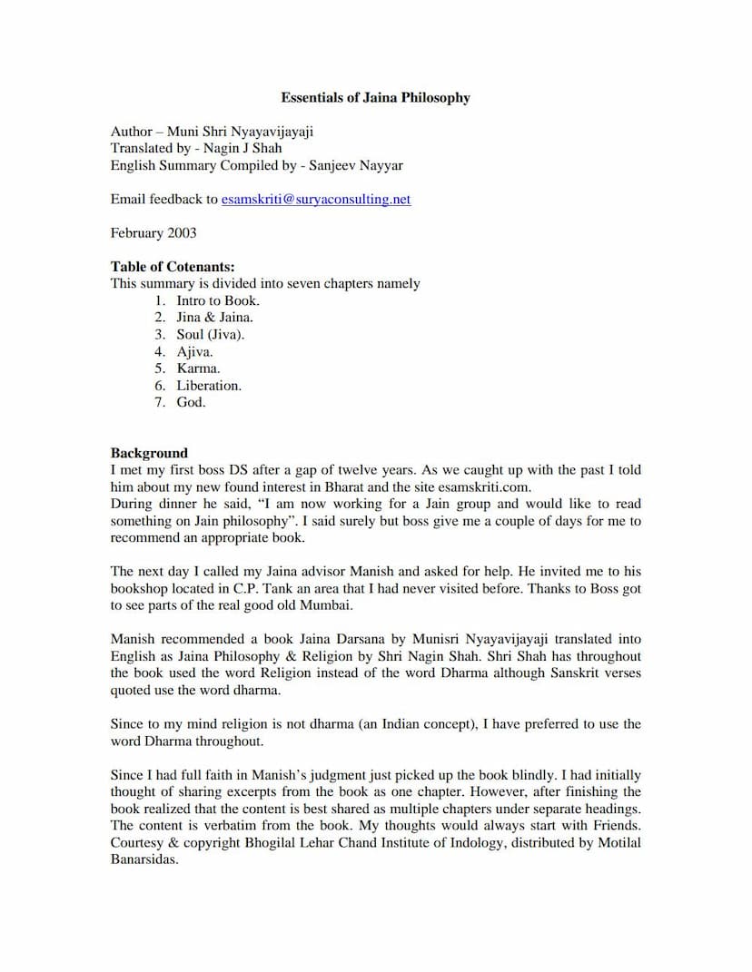 First page of Essentials Of Jaina Philosophy