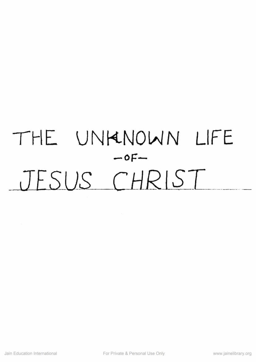 First page of Unknown Life Of Jesus Christ Old Edition 1894 Publication