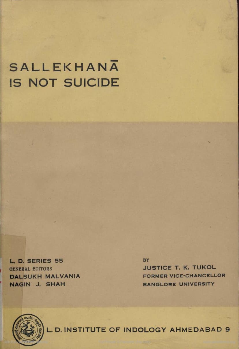 First page of Sallekhana Is Not Suicide