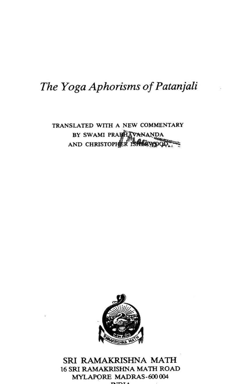 First page of Yoga Aphorisms Of Patanjali