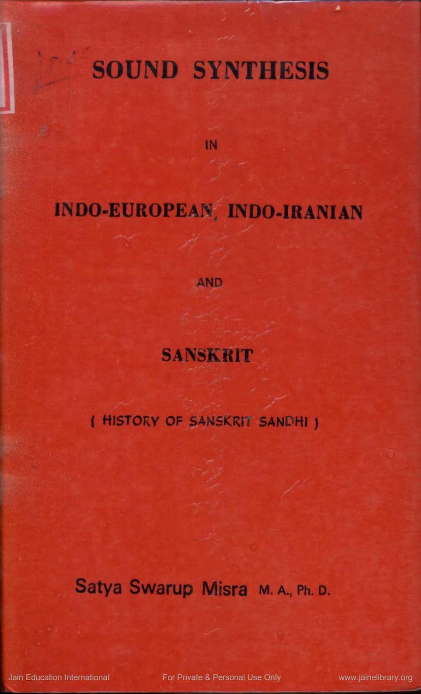 First page of Sound Synthesis In Indo European Indo Iranian And Sanskrit