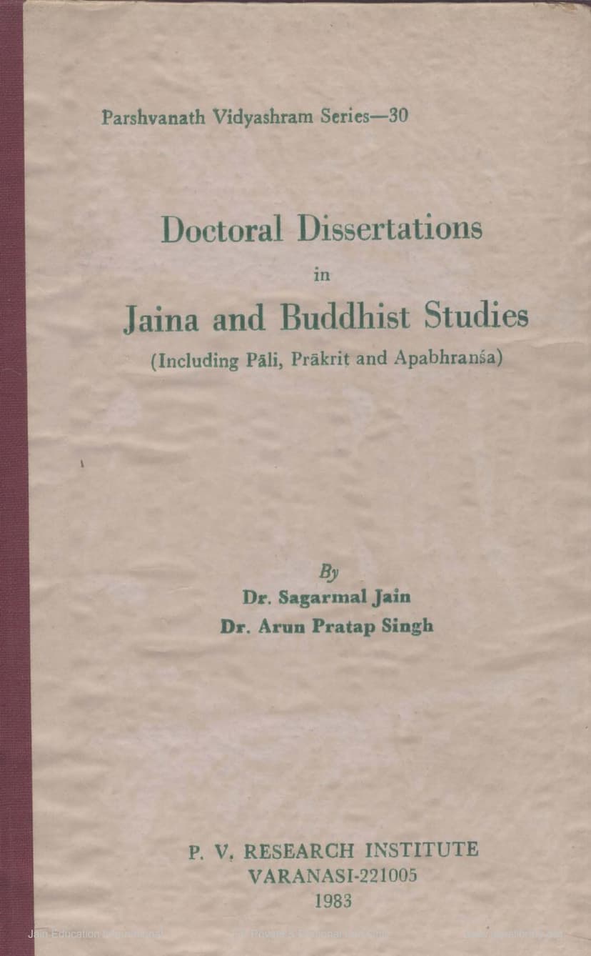First page of Doctoral Dissertations In Jaina And Buddhist Studies