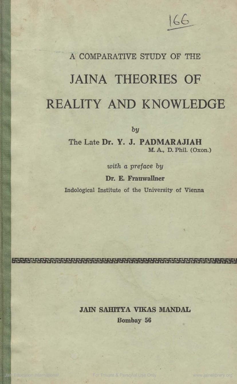 First page of Jaina Theories Of Reality And Knowledge
